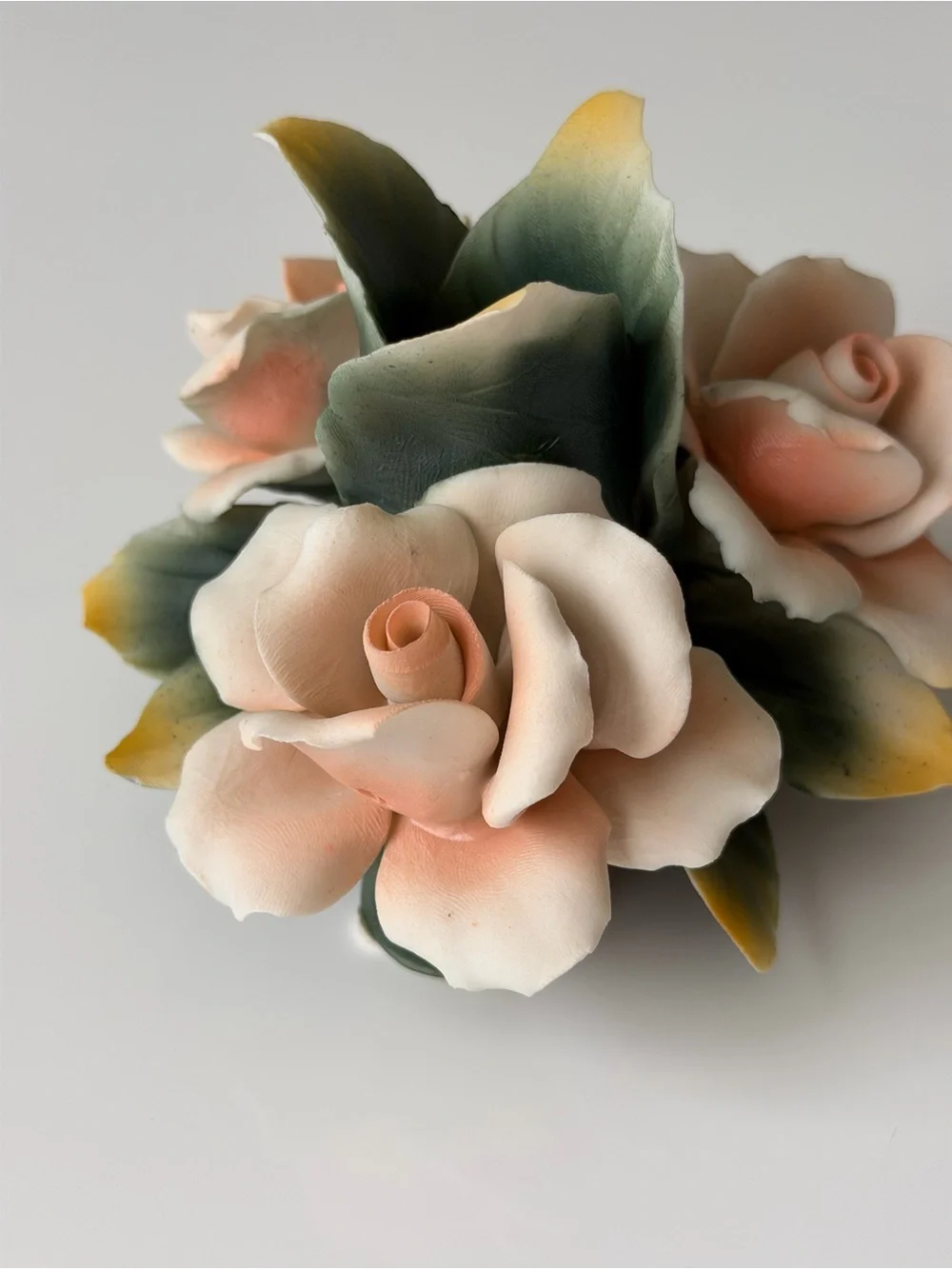 Vintage Capodimonte 1987 for Arnart Fine Ceramic Rose Taper Candle Holder -Italy